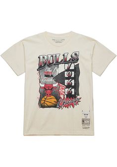 Support your Chicago Bulls in this Natural Short Sleeve Fashion Tee! This Overspray Fashion T Shirt features a cotton short sleeve with screen printed graphic on center chest. Be ready to shout "Go Bulls" when you wear this Chicago Short Sleeve Fashion T Shirt in the stadium or on the street. Crew neckling, Screen print team graphic on center chest, Comfortable material, Stiching along sleeve and hem, Left hem M&N jocktag, Fit: True to Size, May Shrink, Import, Domestic Cotton Graphic Print Tops For Fans, Casual Cotton Fan Merchandise Tops, Casual Cotton Top For Fan Merchandise, Cotton Tops With Front Print For Fan Merchandise, Cotton Tops With Front Print For Fans, Cotton Graphic Print Shirt For Fan Merchandise, Cotton Graphic Print Shirt For Fans, Casual Short Sleeve Fan Merchandise Shirt, Cotton Short Sleeve Shirt For Fan Merchandise