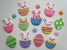 the beaded easter bunnies are all different colors