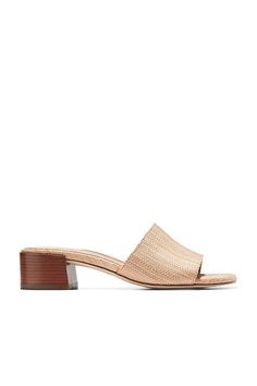 Fabric upper Synthetic insole Rubber sole Slip-on styling Imported | Calli Single Band Block Heel Slide Sandals by Cole Haan in Beige, Women's, Size: 6.5, Rubber at Anthropologie Formal Summer Mules With Textured Sole, Summer Textured Sole Almond Toe Mules, Elegant Slip-on Sandals With Woven Sole, Elegant Vacation Mules With Removable Insole, Elegant Mules With Textured Sole, Elegant Open Toe Sandals With Woven Sole, Elegant Flat Heel Sandals With Woven Sole, Elegant Flat Sandals With Woven Sole, Almond Toe Sandals With Textured Sole For Spring