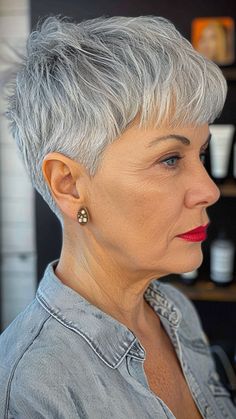 Sophisticated and Stylish: 24 Pixie Cuts for Older Women Undercut Pixie Haircut For Older Women, Tapered Pixie Haircut, How To Style A Pixie Cut, Pixie Cuts For Older Women, Pixie Cut Shaved Sides, Tapered Pixie, Longer Layers, Spikey Short Hair, Hair Styles Long Hair