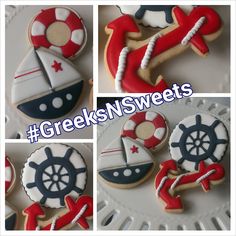 some cookies that are decorated like boats and ships