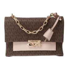 Michael Kors Ladies Shoulder Bag. SKU: 30T9G0EL2B-266. Barcode: 193599035796. Color: Brown. Michael Kors Cece Shoulder Bag. This shoulder bag from Michael Kors features an all over logo print, detachable half-round chain handle, detachable shoulder strap, back slip pocket, foldover top with clasp closure, internal zip pocket, internal slip pocket, gold-tone metal hardware, interior lined in suede and leather. Dimensions W 24 cm x H 16 cm. Brown Shoulder Bag, Small Handbags, Gold Tone Metal, Logo Print, Leather Handbags, Zip Pockets, Women Handbags, Shoulder Strap, Michael Kors