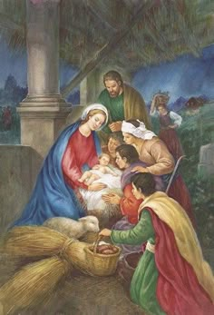 the birth of jesus is depicted in this painting