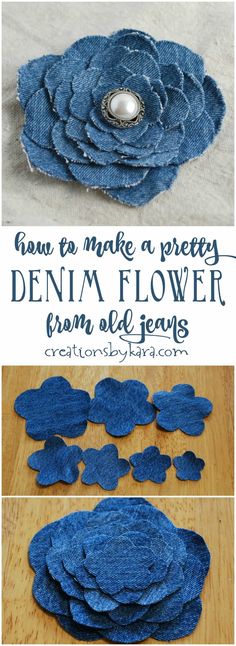 how to make a pretty denim flower from old jeans