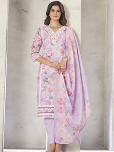 Lavender Lilan Cotton Pant Suit with Floral Printed,Embroidery Work Processing Time : 7 Business Days Work : Floral Printed,Embroidery Work Fabric:Top : Lilan Cotton Bottom : Cotton Dupatta : Lilan Cotton Color:Top : Lavender Bottom : Lavender Dupatta : Lavender Lehenga Palazzo, Lavender Dupatta, Salwar Kameez Mens, Patiyala Dress, Salwar Suits Party Wear, Printed Embroidery, Lehenga Choli Wedding, Lehenga Suit, Navratri Chaniya Choli