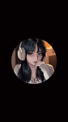 a girl with headphones on her face