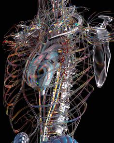 an image of a human body made up of many different colored wires and wirework