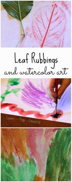 leaf rubbings and watercolor art for kids