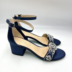 Betsey Johnson Women's Sb-Mel Navy Blue Satin Jeweled Low Block Heel Dress Sandals. Women's Size 7.5 Regular / Medium Width. Condition: New -- These Have Just Been Tried On. New To Poshmark? Sign Up Using Invite Code: Tentoday For $10 Off Your Purchase! Party Special Event Evening Dress Up Formal Elegant Wedding Bridal Bride Bridesmaid Prom Pageant Satin Shoes Flats Heels Pumps Strappy Gold Silver Shimmery Sparkly Sparkle Glitter Glittery Bling Jewel Jewels Jeweled Rhinestone Rhinestones Crystal Jeweled Dress, Jewel Dress, Satin Shoes, Betsey Johnson Shoes, Heels Pumps, Blue Satin, Dress Sandals