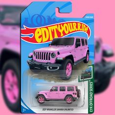 the pink jeep is in its package