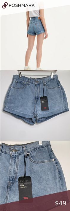 NWTs LEVIS • Mom High Rise Denim Blue Shorts New With Tags!  LEVI’S • Mom High Rose Denim Blue Shorts  Size 31  100% Cotton  Approximate Measurements   Inseam: 3” Front Rise: 12” Front Waist: 16.75” Levi's Shorts Jean Shorts Levi Shorts, High Rise Denim, Blue Shorts, Denim Blue, Jean Shorts, Blue Denim, Levi's, Denim Shorts, High Rise