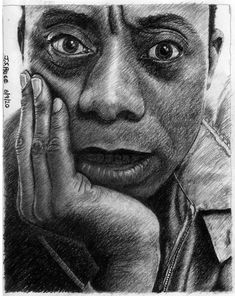 a pencil drawing of a man with his hand on his face