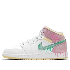 Air Jordan 1 Mid SE GS Paint Drip DD1666-100 Ice Cream Painting, King Shoes, Jordan Model, Air Jordan 1 Mid Se, Cream Paint, Nike Air Jordan 1 Mid, Air Jordan 12 Retro, Mid Top Sneakers, Jordan 12 Retro