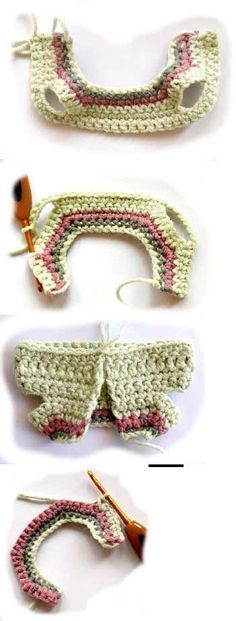 crocheted items are shown in three different ways