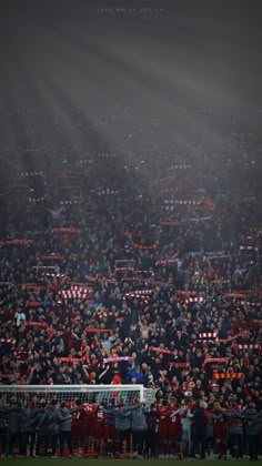 a soccer stadium filled with lots of people