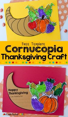 two thanksgiving cards with the words cornucopia and pumpkins