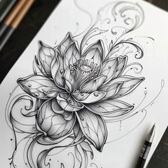 Water Lily Tattoo Flash Collection Tattoo On Dark Skin Women, Water Lily Tattoo Design, Lily Pad Tattoo, Shoulder Cap Tattoos For Women, Cherry Blossom Tattoo Shoulder, Water Lily Tattoo, Water Lily Tattoos, Lily Tattoo Design, Unique Expressions