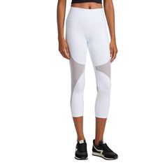 New W/O Tags: Alo Yoga High-Waist Capri Mesh-Insert Legging Color: White Size: Large Description: An On-Trend High Waistline On Our Classic Capri. The High-Waist Airbrush Capri Has A Five-Inch Rise And All The Best Assets Of The Classic Version, Like No Side Seams And A Yogi-Tested Fit That Lifts And Sculpts. Sculpts, Lifts & Smooths! No Side Seams Designed & Uniquely Fit To Flatter Every Size Wear-Tested By Our In-House Team For The Perfect Fit Fitted White Nylon Pants, White High Stretch Bottoms With Contoured Waistband, Alo Yoga Tight Workout Bottoms, Tight Alo Yoga Workout Bottoms, Alo Yoga Fitted High Waist Activewear, Alo Yoga High Waist Fitted Activewear, White Compressive Activewear For Summer, White Compressive Sporty Bottoms, High Waist Alo Yoga Activewear