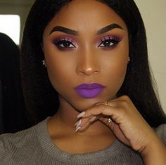 Crazy Lipstick, Make Up Videos, Purple Makeup, Black Women Makeup, Beauty Make-up, Women Skin, Purple Eyeshadow, Trendy Makeup