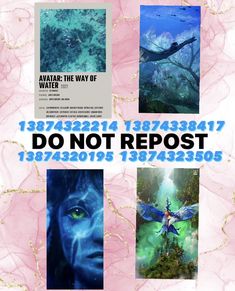 an advertisement for avatar the way of water, with images of people and animals in blue