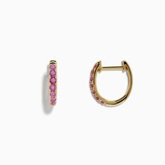 Effy 14k Yellow Gold Pink Sapphire Huggie Earrings Yellow Stone, Huggie Earrings, Huggies Earrings, Gold Yellow, Pink Sapphire, Gold Metal, Sapphire, Yellow Gold, Stone