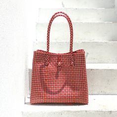 TOKO Straw Bag, Plastic Straw Bag, Woven Handbag, Straw Handbag, Straw Tote Bag, Beach Bag, in Red Eco-friendly Red Everyday Bag, Eco-friendly Red Bag For Everyday Use, Eco-friendly Red Bags For Everyday Use, Eco-friendly Red Tote Shoulder Bag, Red Square Shoulder Bag For Shopping, Square Red Bag For Everyday Use, Eco-friendly Red Tote Bag, Eco-friendly Red Shoulder Bag For Shopping, Red Square Shoulder Bag For Daily Use