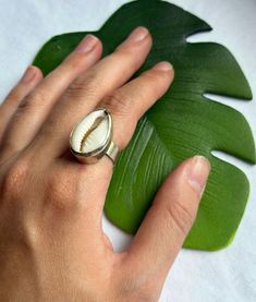 Bali inspired sterling silver shell ring Handmade White Shell Rings, Beach Summer Jewelry Ring, Summer Beach Jewelry Ring, Summer Beach Ring Jewelry, Elegant Rings For Summer Beach Occasions, Handmade Rings For Beach, Silver Shell Gift, Handmade Open Ring Jewelry For Beach, Elegant Summer Rings Suitable For Gifts