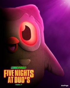 the poster for five nights at do's shows an angry bird with glowing eyes