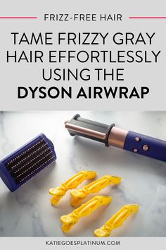 Dreaming of smooth, frizz-free gray hair? The Dyson Airwrap might be your answer! This post explores how Katie uses this tool to tame frizz and style her natural silver locks. Discover tips, tricks, and inspiration for achieving a polished, frizz-free look that lets your silver shine! Remove Gray Hair, Grey Hair Journey, Grey Hair Care, Dyson Airwrap, Hair Frizz, Frizz Free Hair, Purple Shampoo