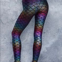 Bm Mermaid Rainbow Leggings. Limited Rainbow Leggings, Black Milk, Mermaid, Size Large, Rainbow, Leggings, Grey, Women Shopping, Color