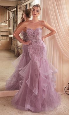 Create beautiful memories in this long strapless mermaid prom dress. With beaded floral designs from the sweetheart neckline to the knees, this fabulous long formal dress shimmers with every move at prom, galas, and other black-tie events. In misses and some plus sizes, this beautiful evening gown has a sheer beaded bodice that wraps around to the lace-up back, while the long skirt hugs the hips before ruffled tiers flow softly to the floor. Old Hollywood style meets modern trends when you slip Boning Corset, Corset Boning, Paris Blue, Cinderella Divine, Strapless Sweetheart Neckline, Beaded Tulle, Trumpet Skirt, Pageant Dress, Grad Dresses