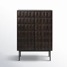 the sideboard is made out of wood and has black metal legs, which are accented with squares