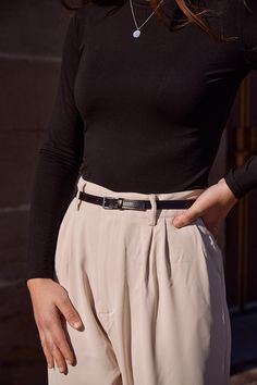 Women's leather belt in box calf and vachetta leather. The Dahlia 15 belt brings sharp style and enticing elegance together in one timeless piece. A modern accessory that elevates every outfit. Features: • Hand glazed edges • 100% Full-grain Italian calf and vachetta leather • Handcrafted by a single artisan • Polished metal buckle. • Width: 15mm (0.59") Made in Idaho, USA Womens Leather Belt, Belt Jewelry, Modern Accessories, Metal Buckles, Belts For Women, Idaho, Dahlia, Timeless Pieces, Leather Belt