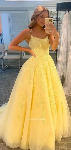 Yellow Evening Dresses, Tulle Dress Long, Prom Dresses Long Lace, Prom Dresses Yellow, Custom Prom Dress, Lace Prom Dress, Lace Formal Dress