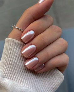 Pink Chrome Nails, Bride Nails, White Nail, Neutral Nails, Classy Nails