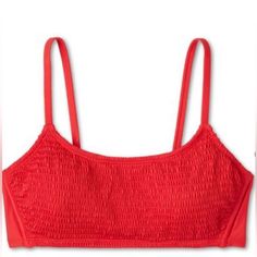 Wild Fable Women’s Red Swimsuit Bikini Tops. Brand New Swimsuit Tops With Multiple Sizes Available, We Also Have Matching Bottoms Available In Various Sizes. These Are Out Of Stock In Most Targets And Online. Bundle 2 Or More From Our Closet And Save! Https://Www.Target.Com/P/Women-S-Smocked-Bralette-Bikini-Top-Wild-Fable/-/A-87237396?Preselect=87236422#Lnk=Sametab Red Nylon Swimwear For Spring, Casual Red Seamless Sports Bra, Red Bikinis For Teens, Casual Red Seamless Swimwear, Red Swimwear With Built-in Bra, Red Beachwear Swimwear, Bra-friendly, Red Bralette, Blue Bathing Suit, Halter Bathing Suit