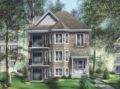 this is an artist's rendering of the two - story townhouse plans for homes