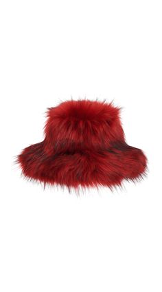 Soft faux fur bucket style  Reinforced brim support  Lux polyester interior lining  Model wears size SMALL SIZING  Size SMALL inner circumference 23" inches around  Size LARGE inner circumference 26" inches around  Hat height 6" inches, brim length 3" inches + fur length 3" inches Common Adult Hat Sizes: Small: 21-22 i Faux Fur Accessories, Fuzzy Bucket Hat, Hat Model, Fur Bucket, Fur Bucket Hat, Hat Aesthetic, Fur Hats, Red Fur, Fur Accessories