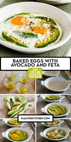 baked eggs with avocado and feta