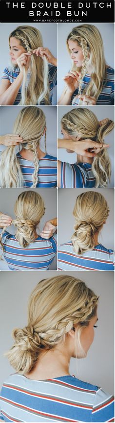 Double Dutch Braid Bun How To Festival Hair Tutorial, Sanggul Modern, Kadeřnické Trendy, Lilla Rose, Hair Bun Tutorial, Braided Bun Hairstyles, Fishtail Braid, Hair Help, Fesyen Rambut