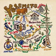 the embroidered map of yosemite, california