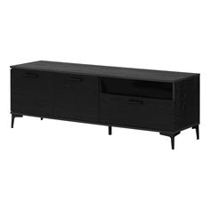 a black entertainment unit with two drawers