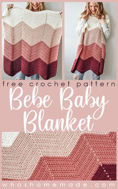 Pinterest pin for the Bebe Baby Blanket crochet pattern by The Turtle Trunk Muslin Projects, Crochetting Ideas, Free Crochet Baby Blanket Pattern, Crochet Chevron Baby Blanket, Free Crochet Baby Blanket, Leg Warmers Crochet Pattern, Whittling Ideas, Chevron Baby Blankets, Crochet Baby Blanket Pattern