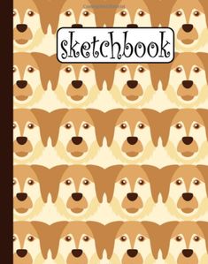 a brown and white dog with the words sketchbook on it