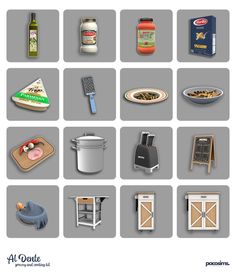 an image of food items that are in the middle of a square shape with words above them