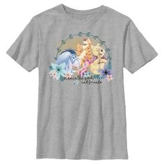 Take a stroll with Christopher Robin through Hundred Acre Woods in this officially licensed Disney Winnie the Pooh Best Friends Tee! This adorable Boys' design features Winnie the Pooh, Tigger, Piglet, and Eeyore smiling and laughing together, framed by a pretty floral border. You will love this tee almost as much a Winnie the Pooh loves his honey! Piglet And Eeyore, Laughing Together, Winnie The Pooh Tigger, Hundred Acre Woods, Friends T Shirt, Friends Tee, Christopher Robin, Boys Graphic Tee, Friends Tshirt