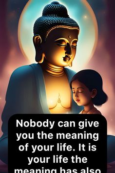 buddha quote about love and life with an image of the buddha statue in the background