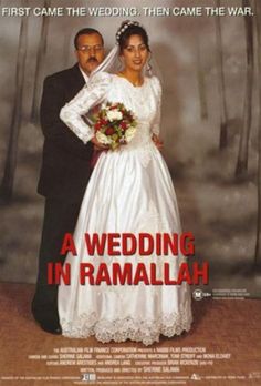 a wedding in ramallah poster with the bride and groom standing next to each other