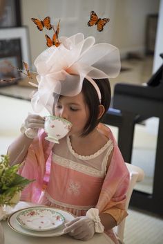 Little girl from a Colorful Tea Party via Kara's Party Ideas | KarasPartyIdeas.com (16) Girls Tea Party Birthday, Baby Tea Party, Vintage Tea Parties, Baby Tea, Kids Tea Party, Dress Up Clothes, Tea Hats, High Tea Party, Princess Tea Party