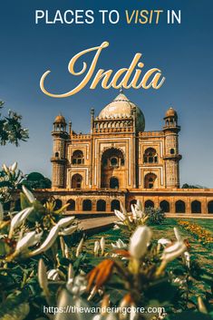 india with the words places to visit in india overlaid by images of buildings and flowers